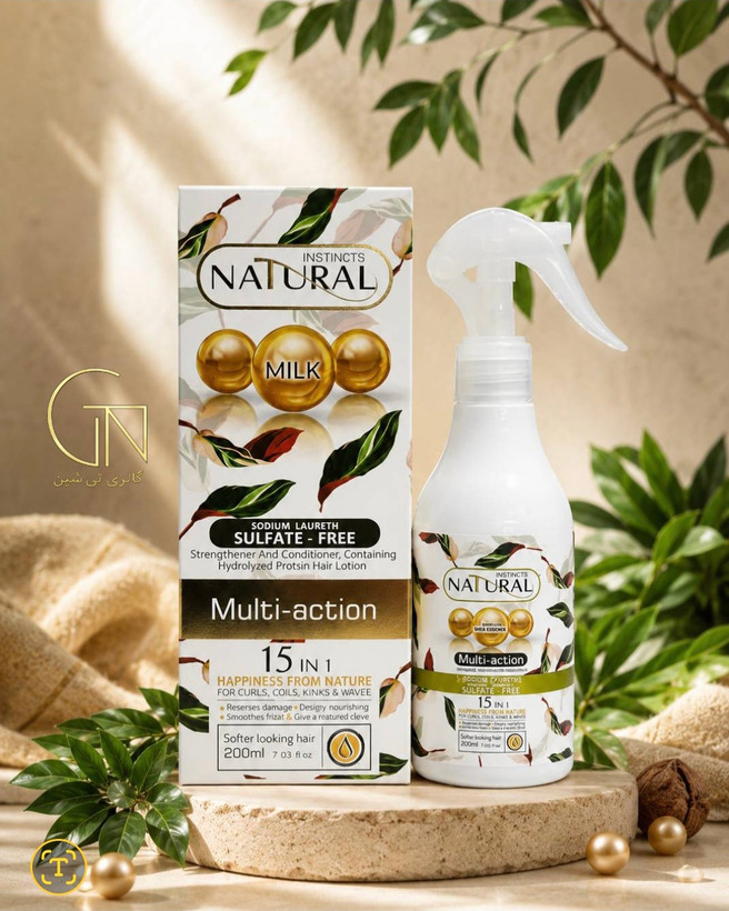 لوسیون مو بدون سولفات پروتئین شیر ۱۵ کاره نچرال بدون آبکشی ۲۰۰ میل NATURAL